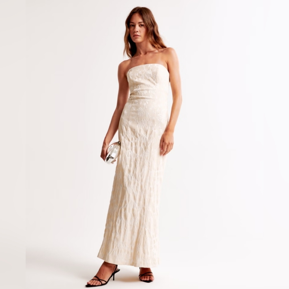 A&F "Strapless Floral Textured Gown," size XS